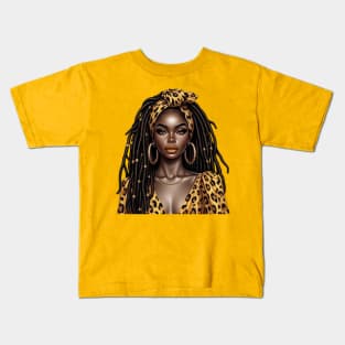 Black Woman with Dreads and a Headwrap Kids T-Shirt